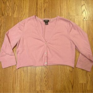 Eddie Bauer Pink Button-Up Cropped Cardigan